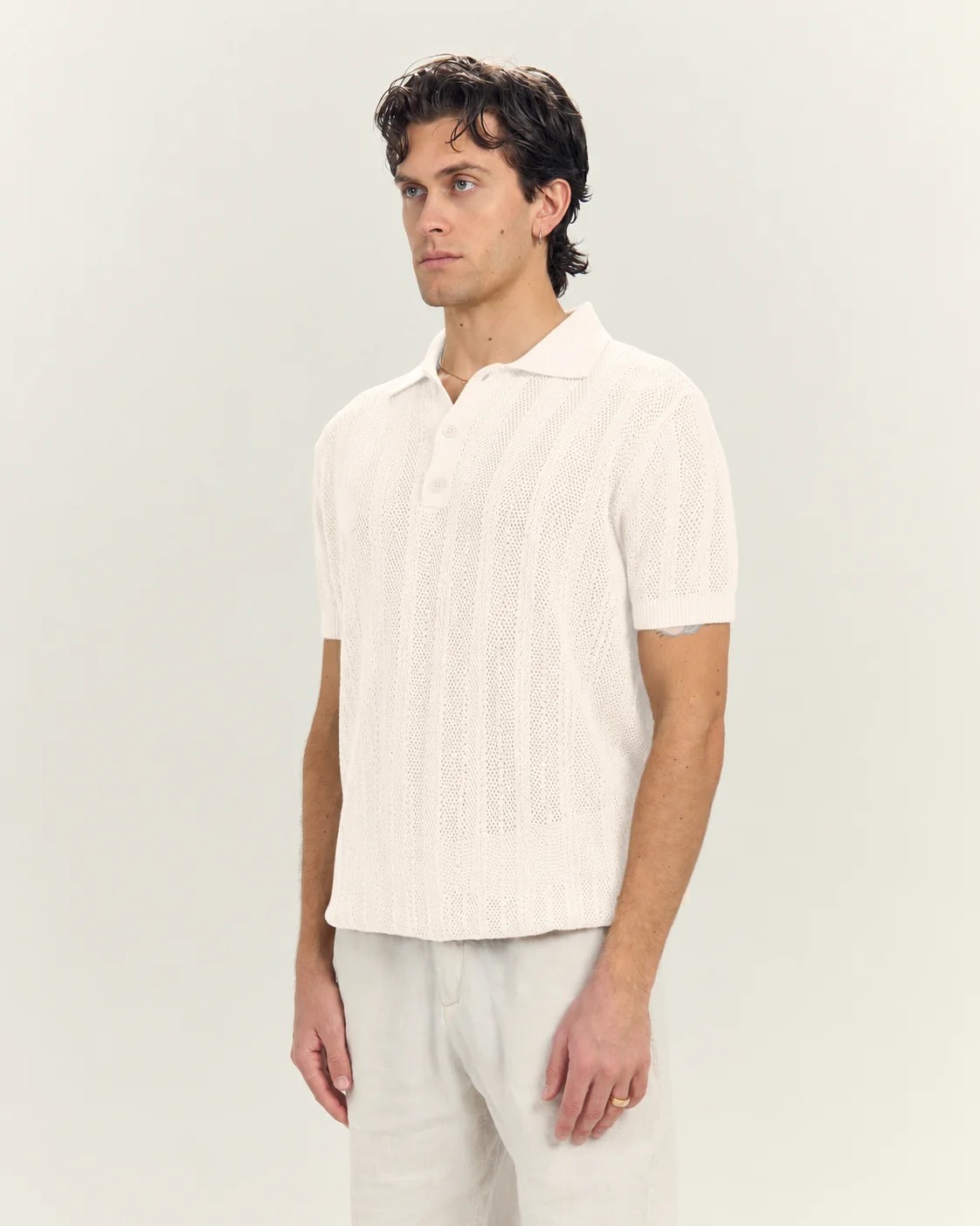Knit Polo In Off White