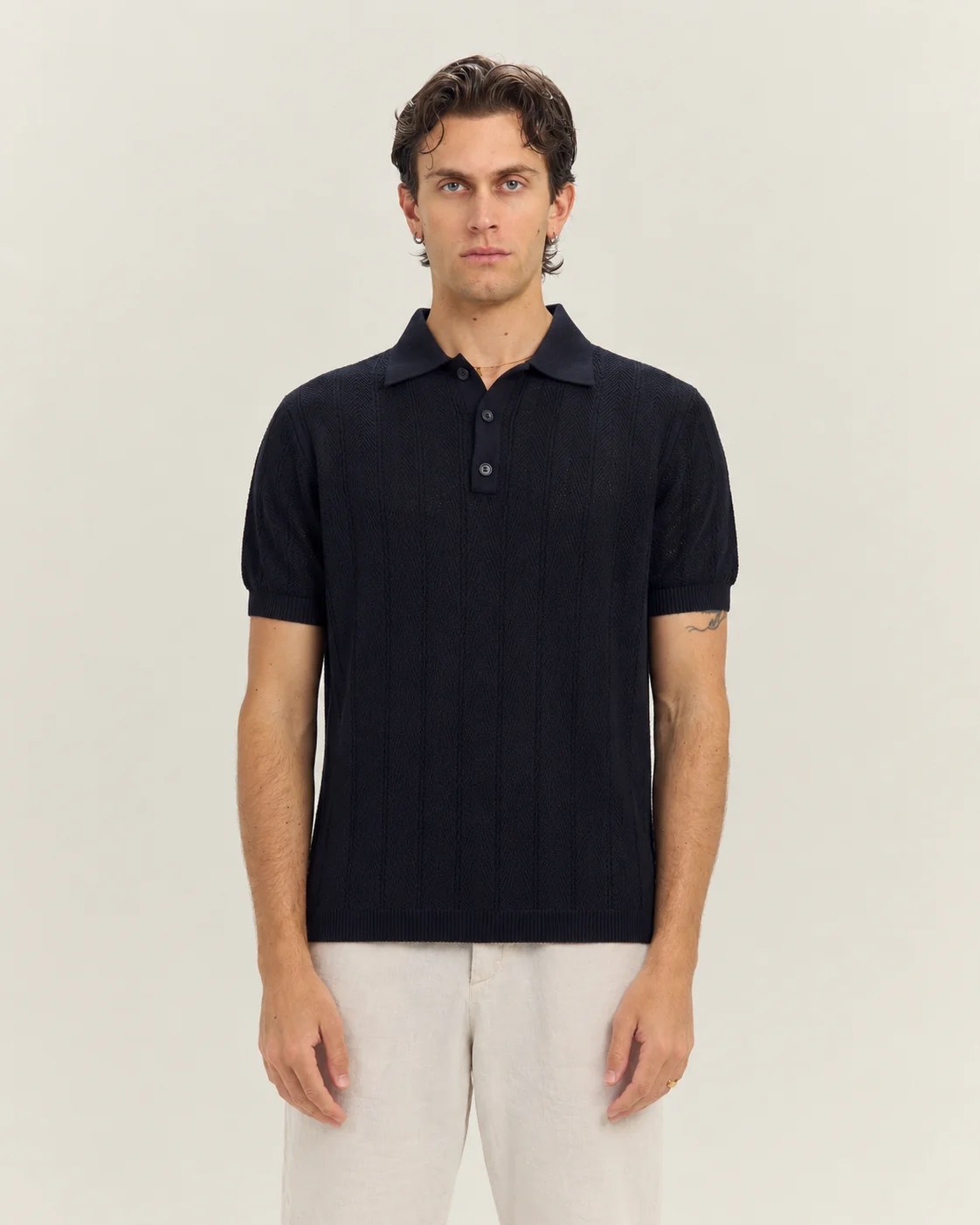 Knit Polo In Black