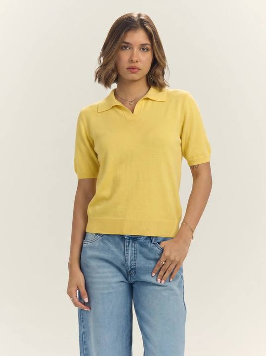 Women Knit In Yellow