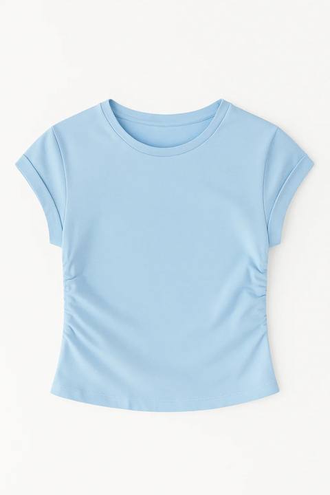 Drape Cropped Tee - Sky Blue