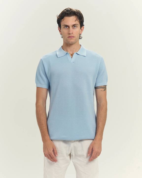 Knit polo in Sky blue