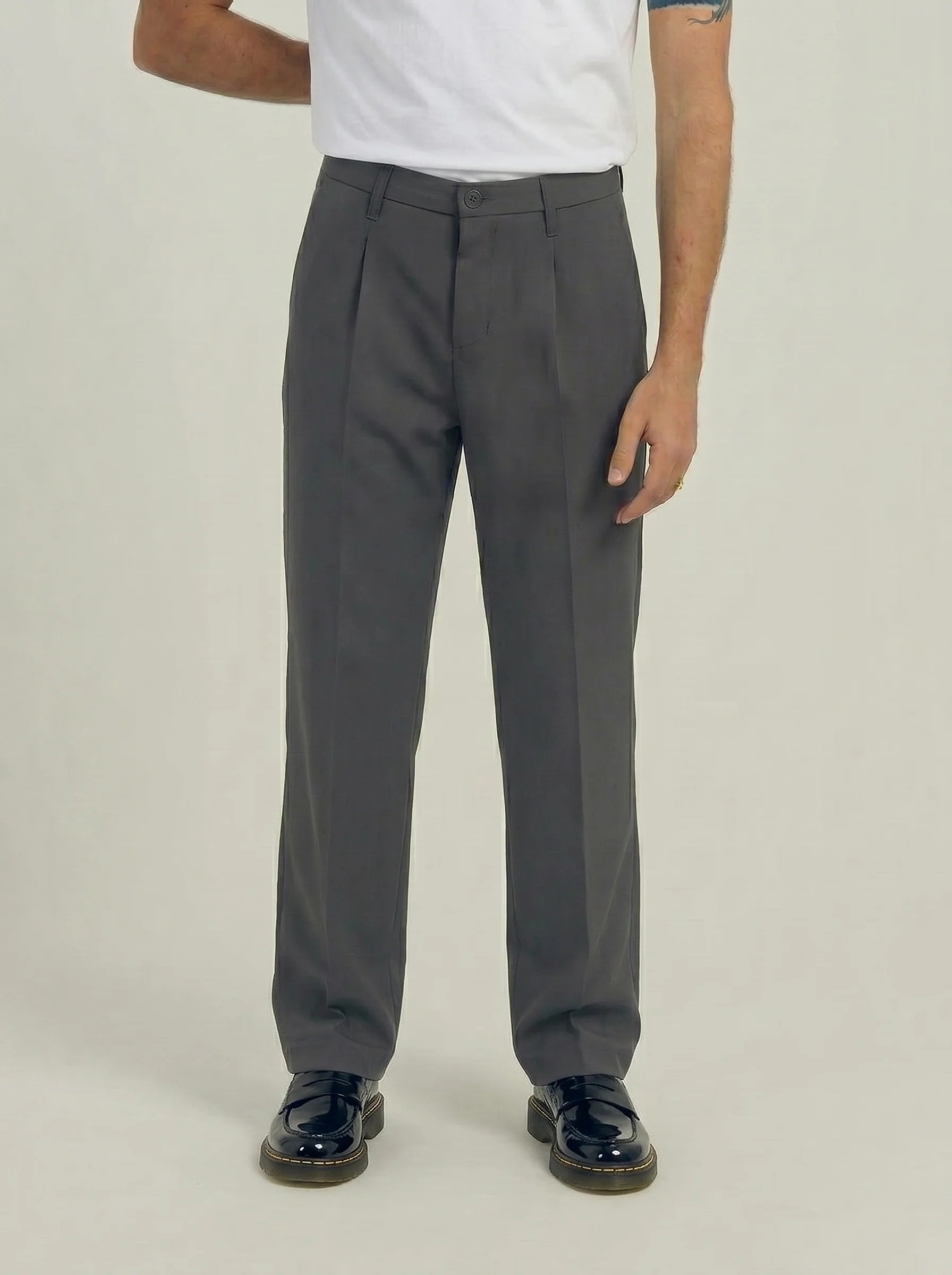Men's Tailored Smart-Casual Pleated Trousers Grey