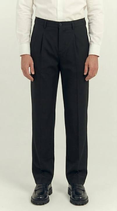 Men's Tailored Smart-Casual Pleated Trousers Black