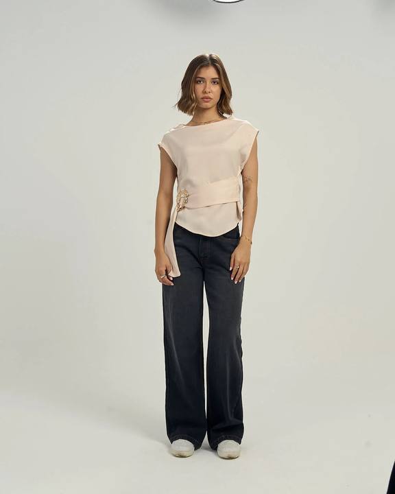Women's Wide-Leg Relaxed Jeans in Washed Black