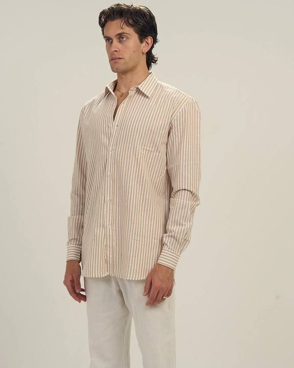 Striped Linen Shirt Beige