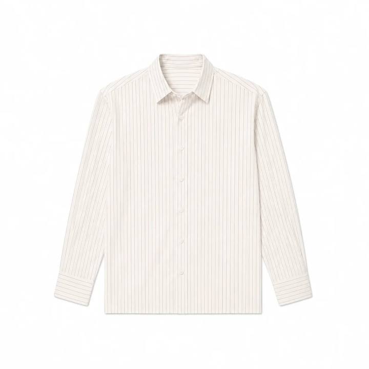 Classic Pinstripe Shirt In Beige