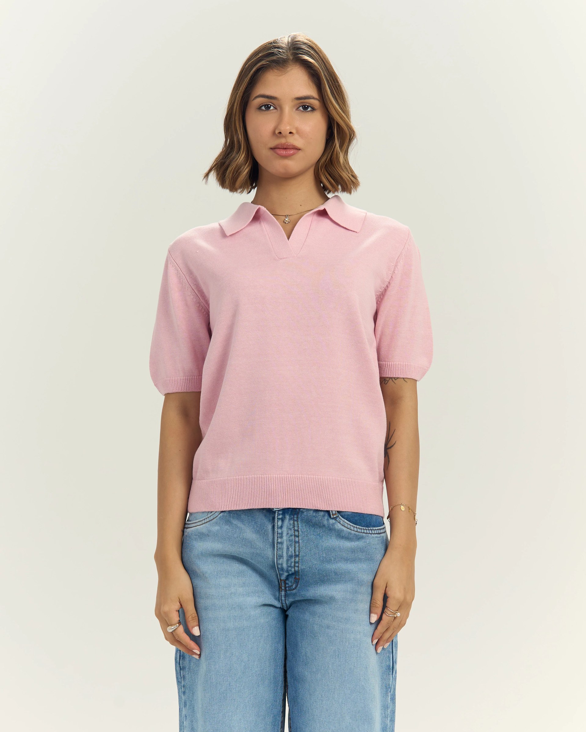 Women Knit In Pink