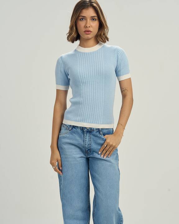 Knit Tee In Sky blue