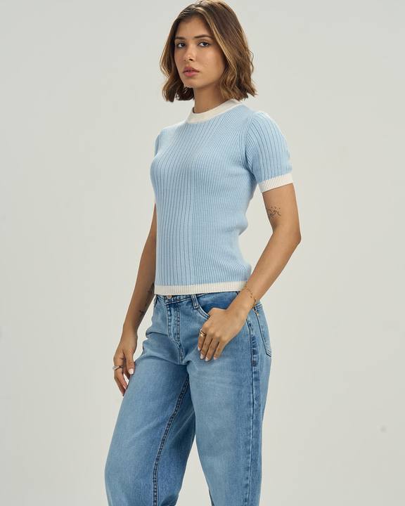Knit Tee In Sky blue