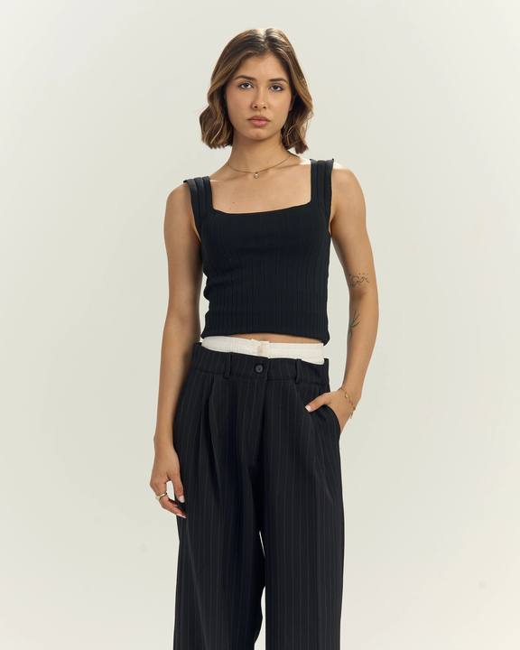 Black Ribbed Neck