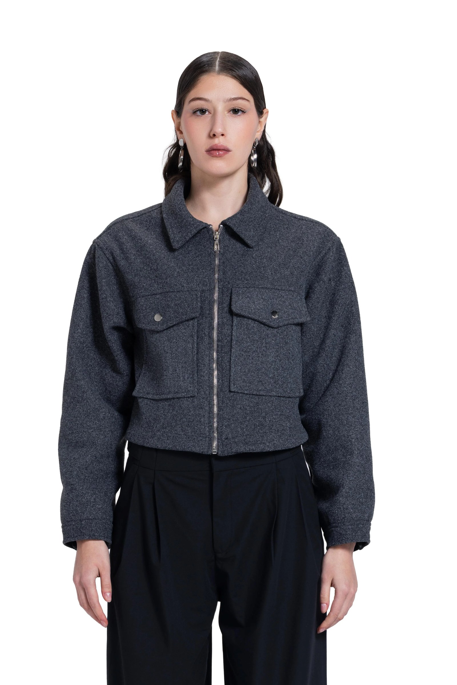 Front Pocket Wool Jacket