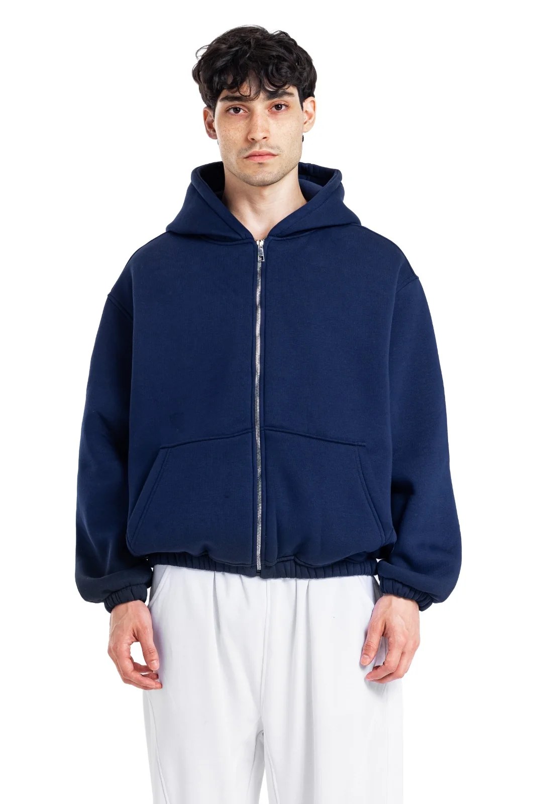 Initials Boxy Zip-Up Sweater