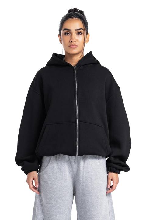 Initials Boxy Zip-Up Sweater