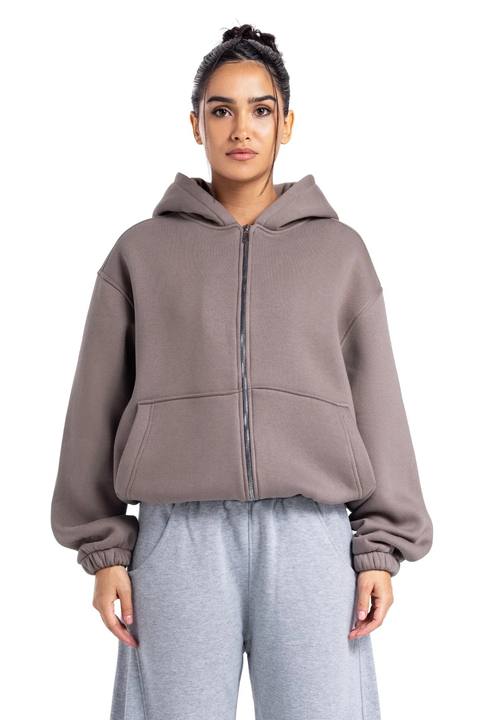 Initials Boxy Zip-Up Sweater