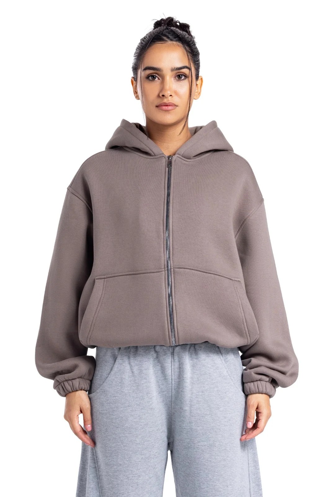 Initials Boxy Zip-Up Sweater