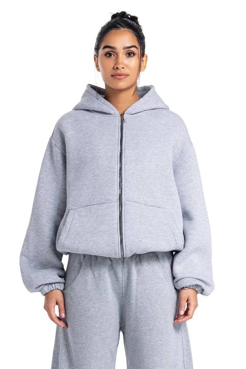Initials Boxy Zip-Up Sweater