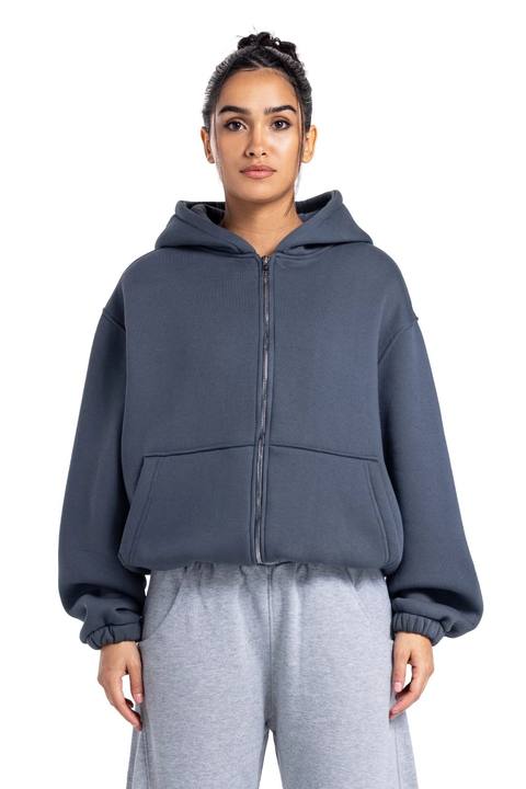 Initials Boxy Zip-Up Sweater