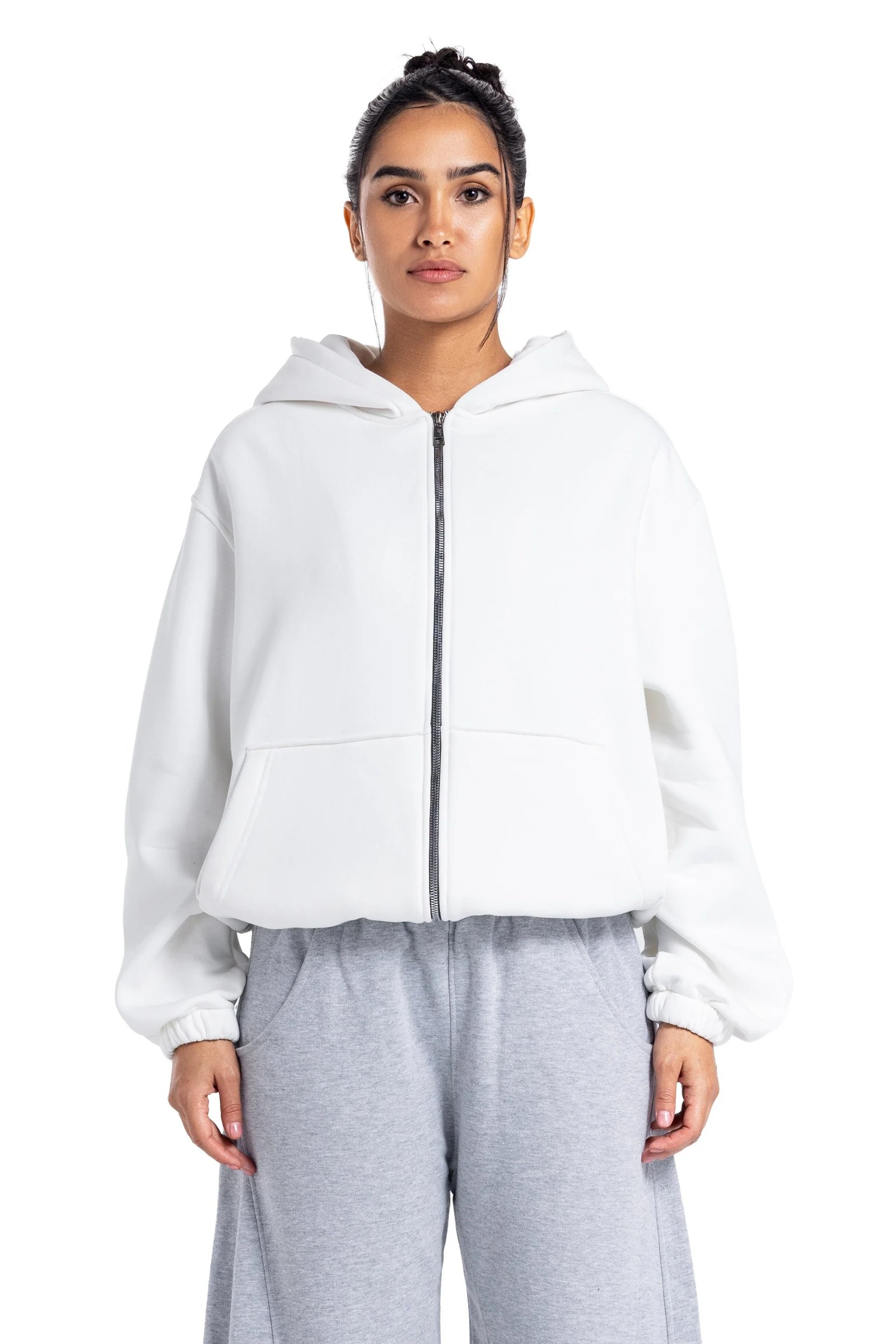 Initials Boxy Zip-Up Sweater