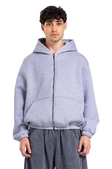 Initials Boxy Zip-Up Sweater