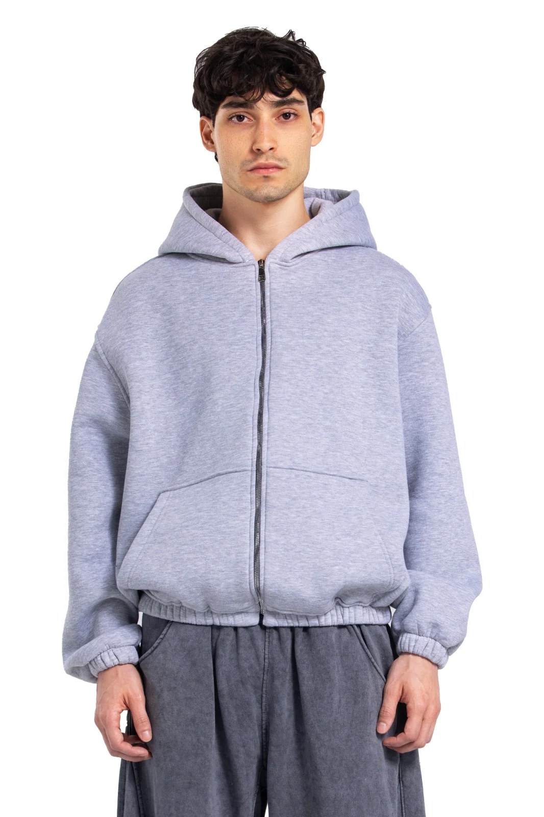 Initials Boxy Zip-Up Sweater