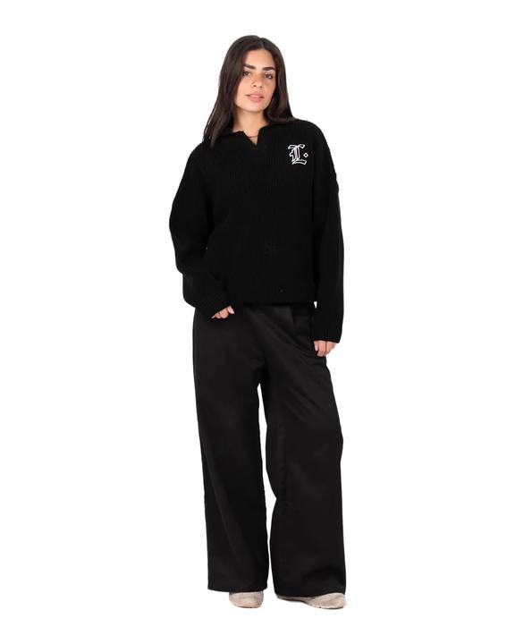 BLACK KNITTED SWEATER
