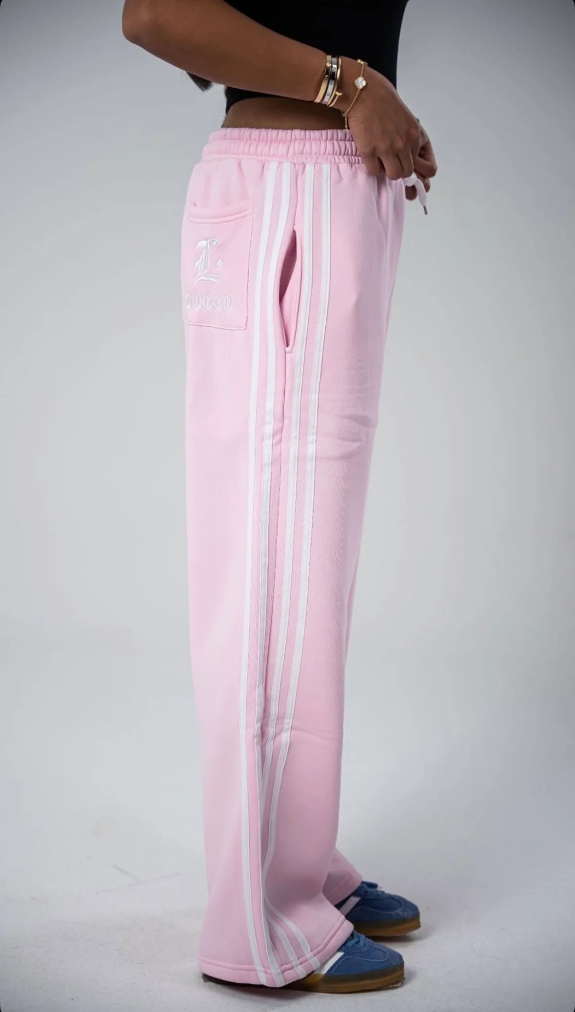 LOCCO PINK STRIKE BAGGY PANTS