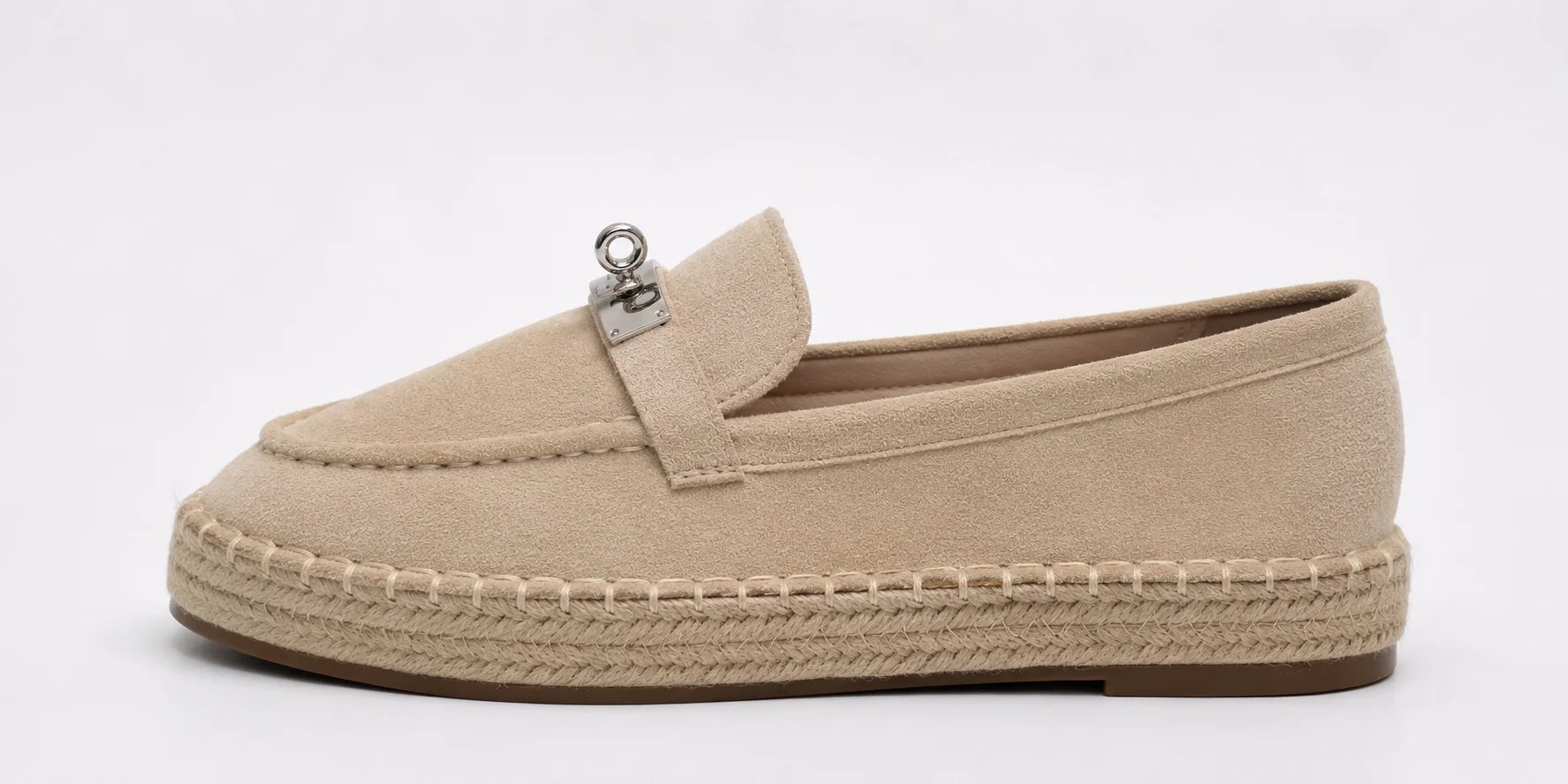 Suede Buckle Espadrille Loafers – 44341-TY24