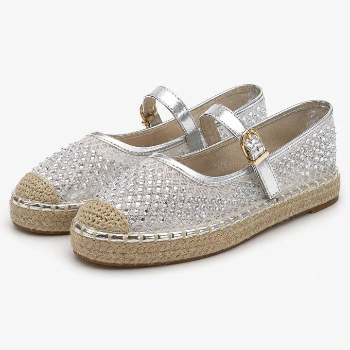 Crystal Embellished Espadrille Flats