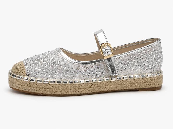 Crystal Embellished Espadrille Flats