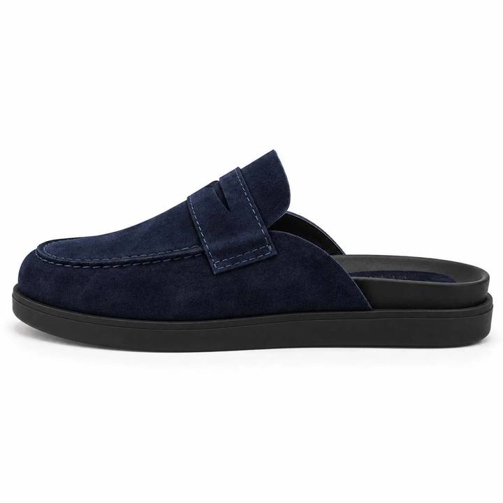 HERITAGE Suede Backless Loafer Mules