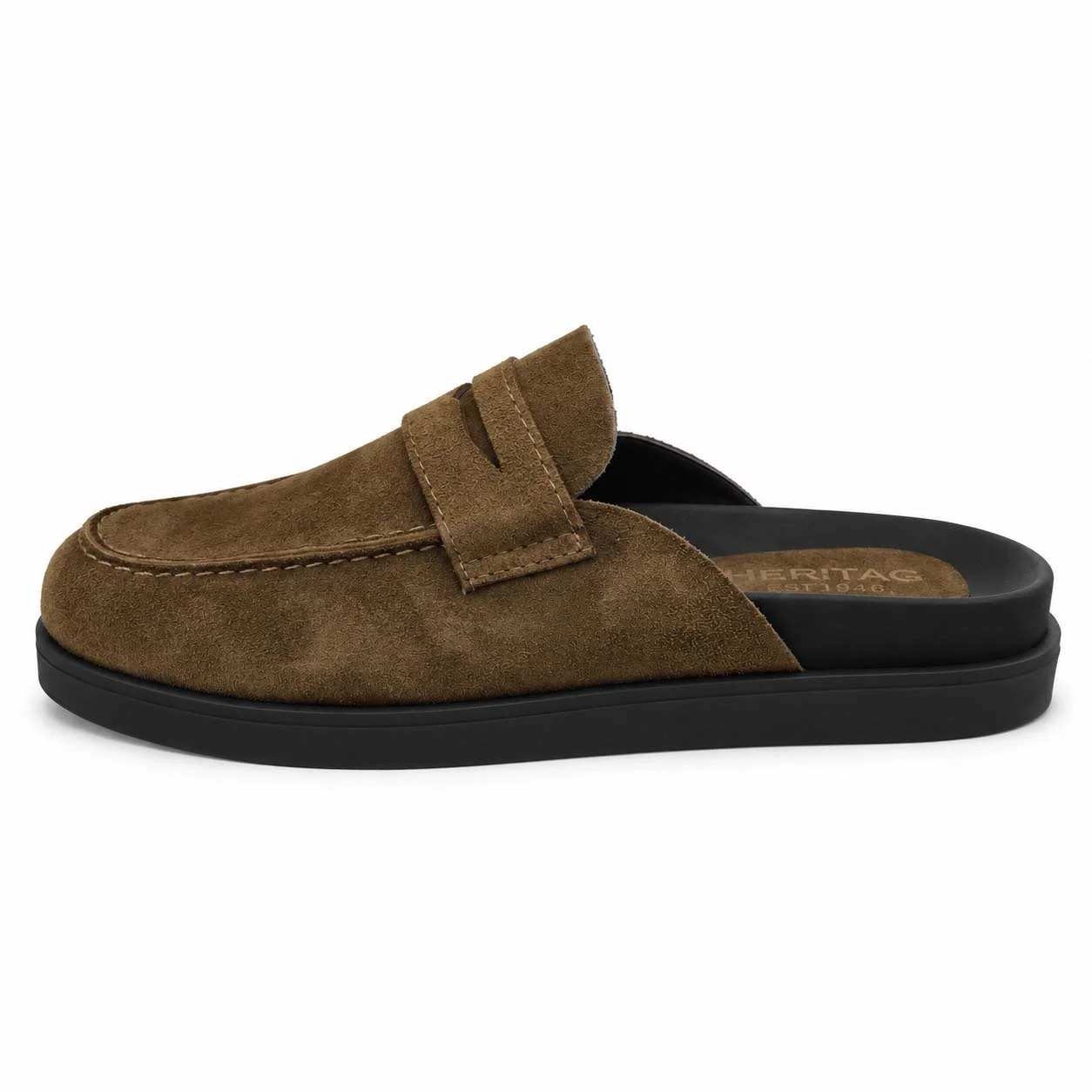 HERITAGE Suede Backless Loafer Mules