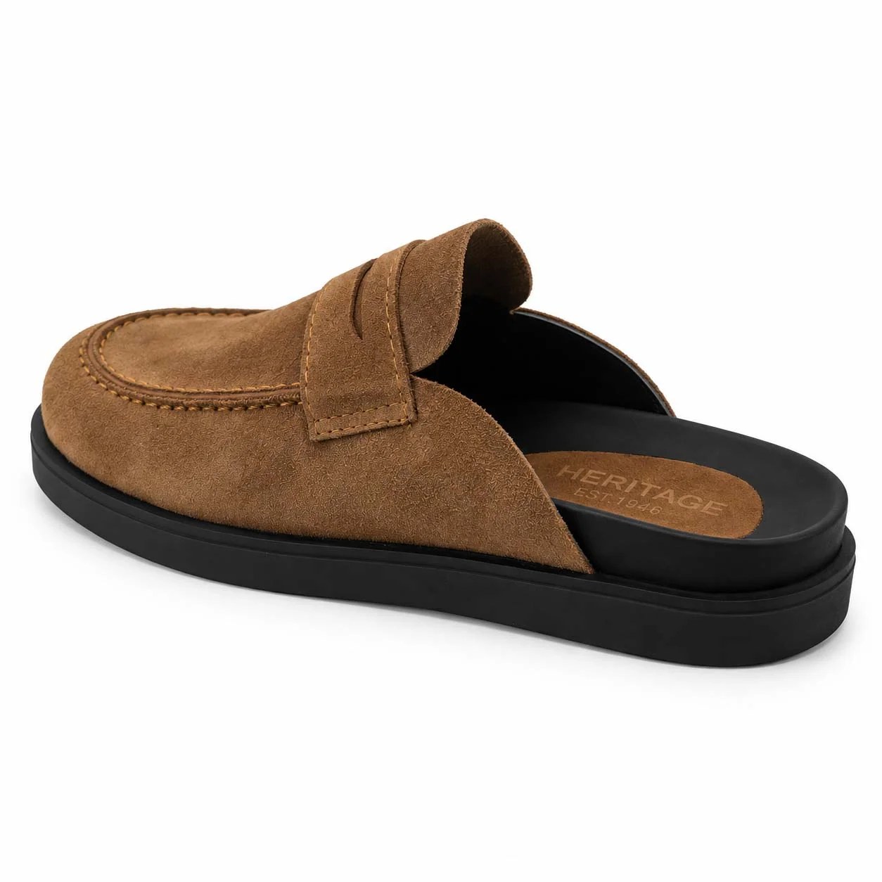 HERITAGE Suede Backless Loafer Mules
