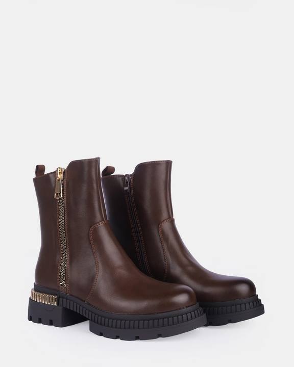 Women's Chunky Sole Zip Ankle Boots