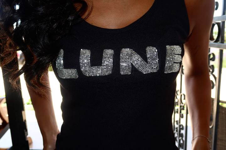 Black lune embroidered tanktop