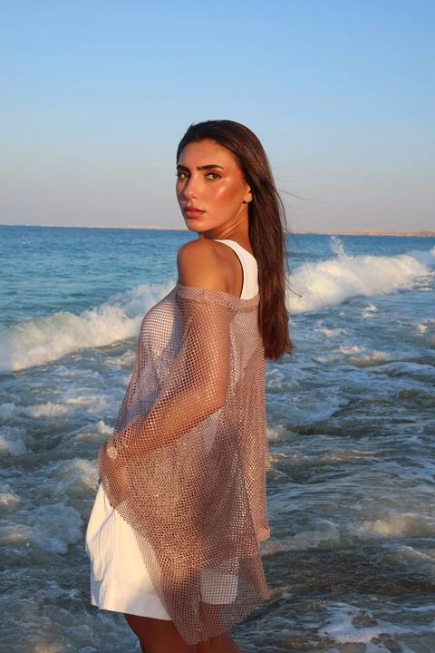 Chocolate knit studded off shoulder top