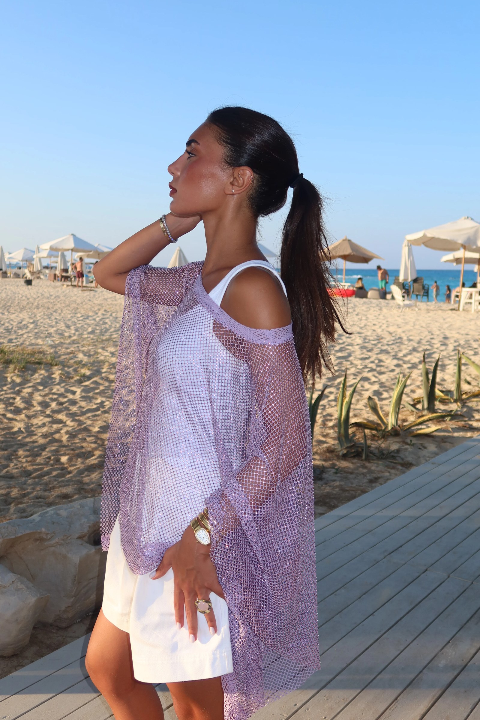 Berry Knit Studded off shoulder top