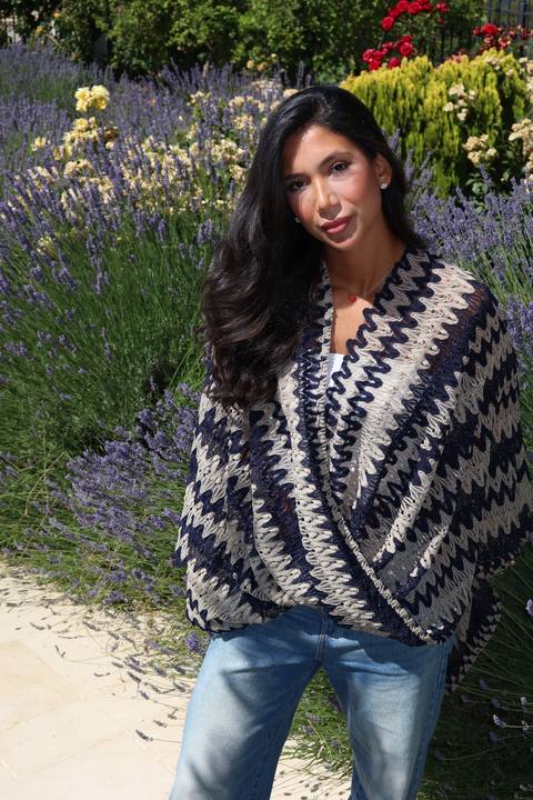 Navy shimmer criss cross