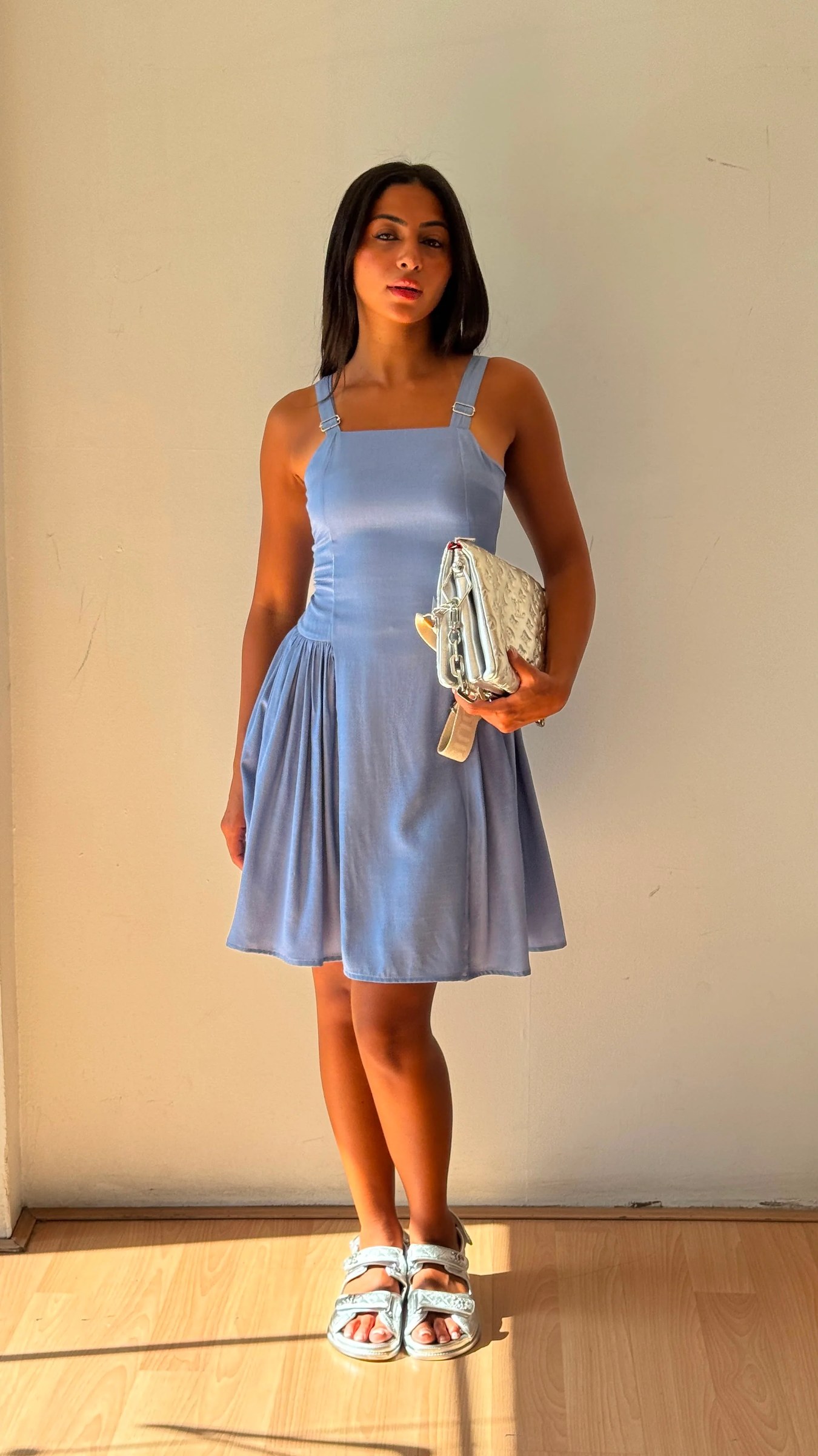 Denim effect dress light blue