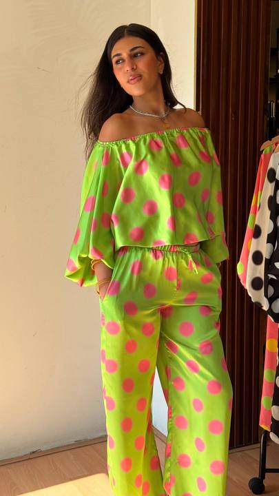 Blouse polka dot pink in lemon