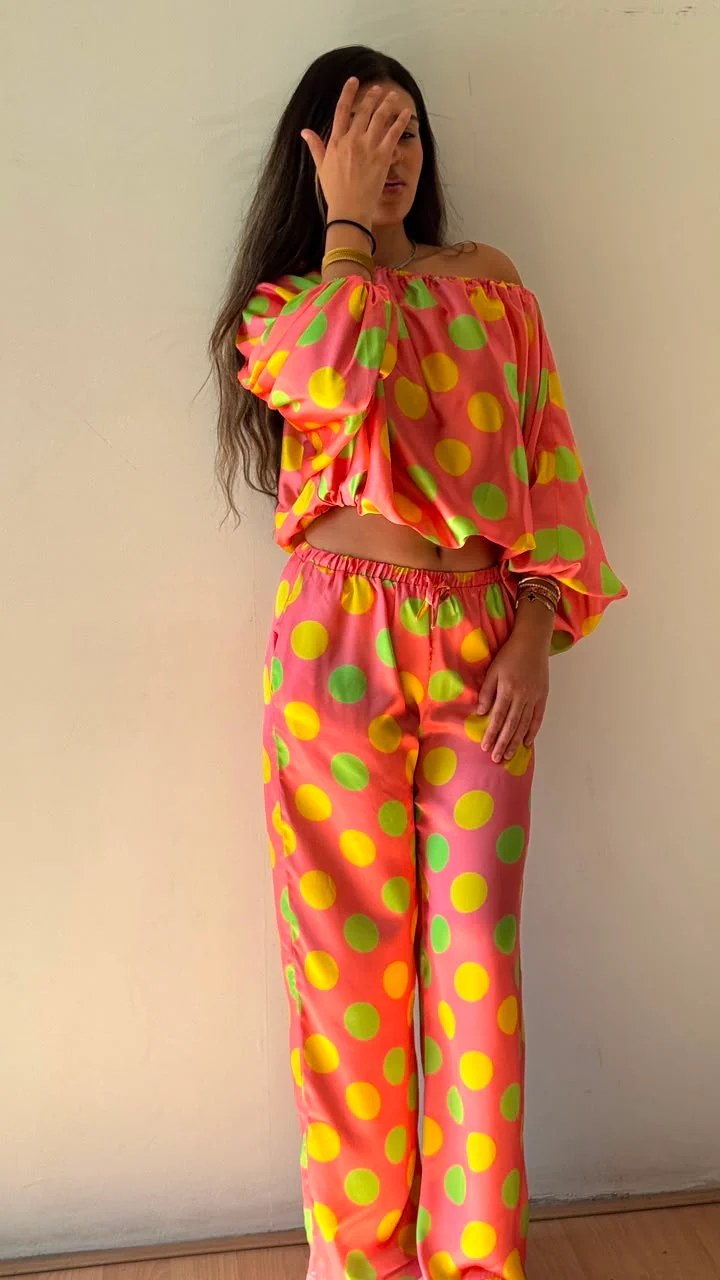 Pants polka dots satan multi color