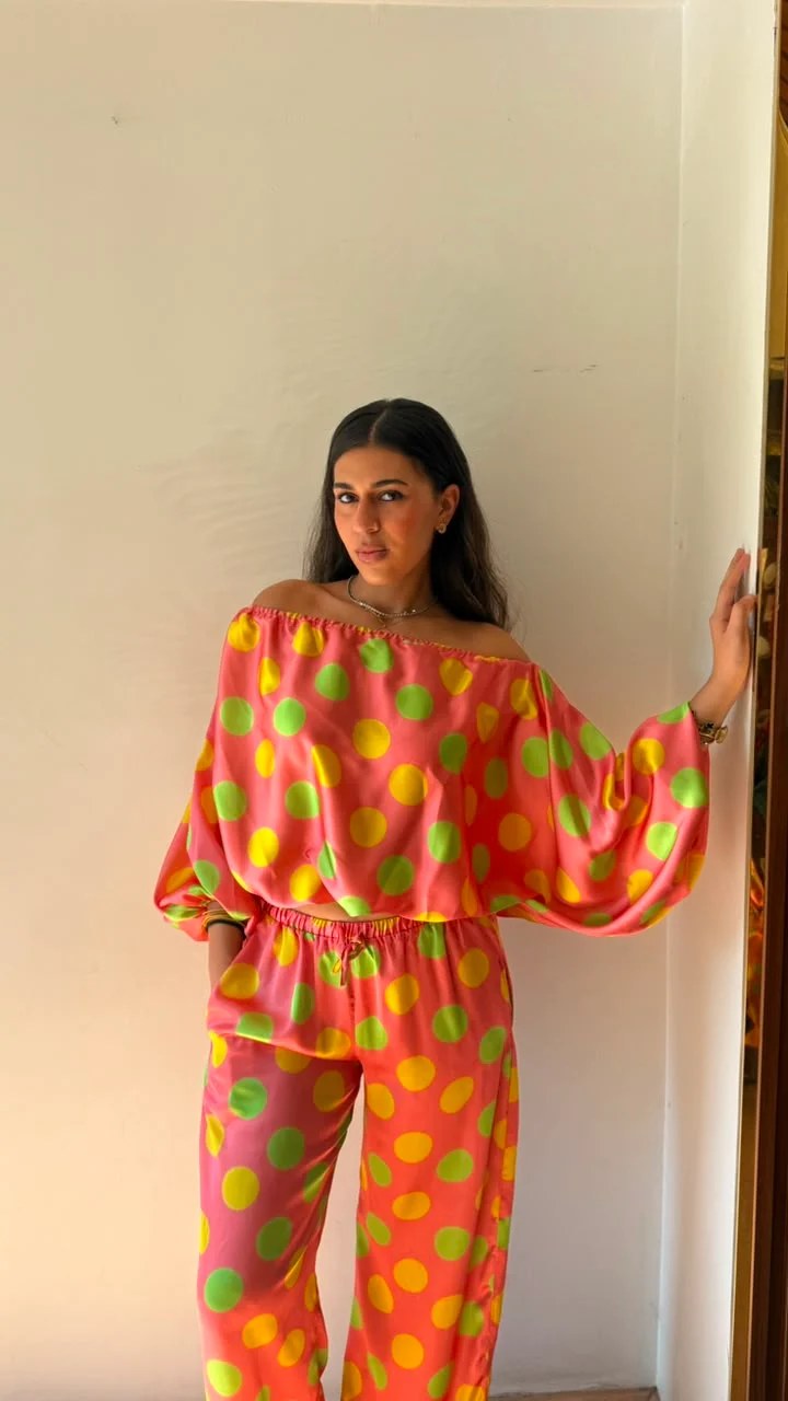 Blouse polka dot multi color