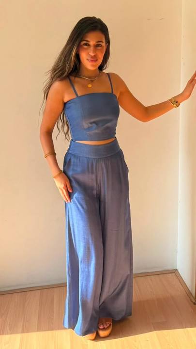 Denim effect pants