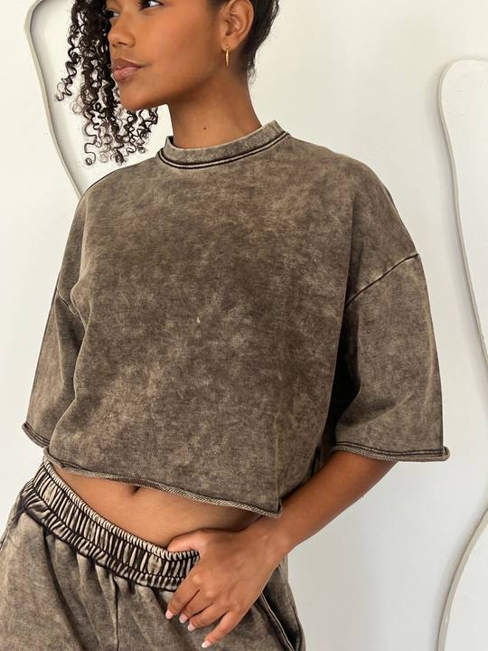 Dirty Chocolate Brown Cropped T-shirt
