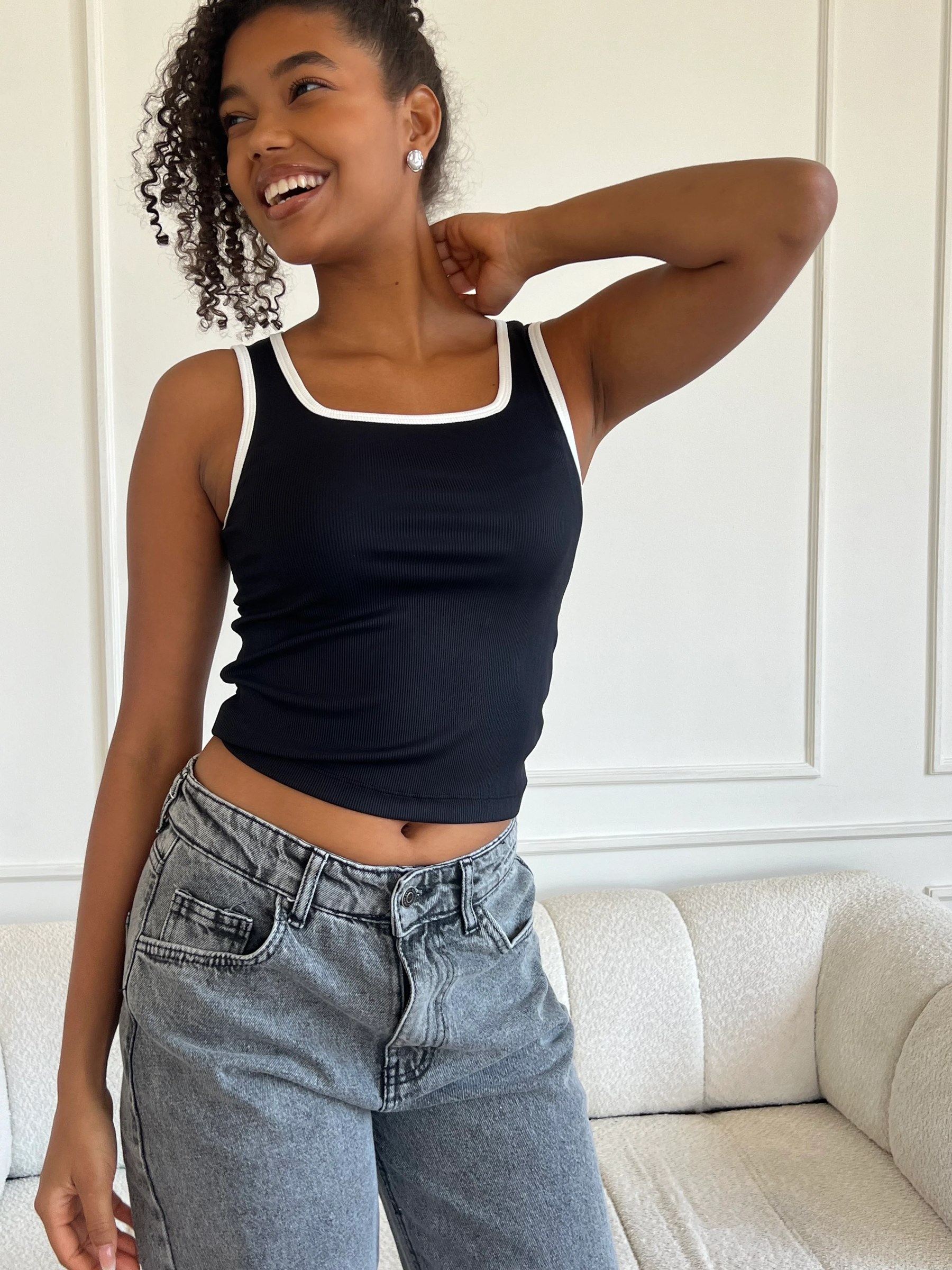 Black Lined Top