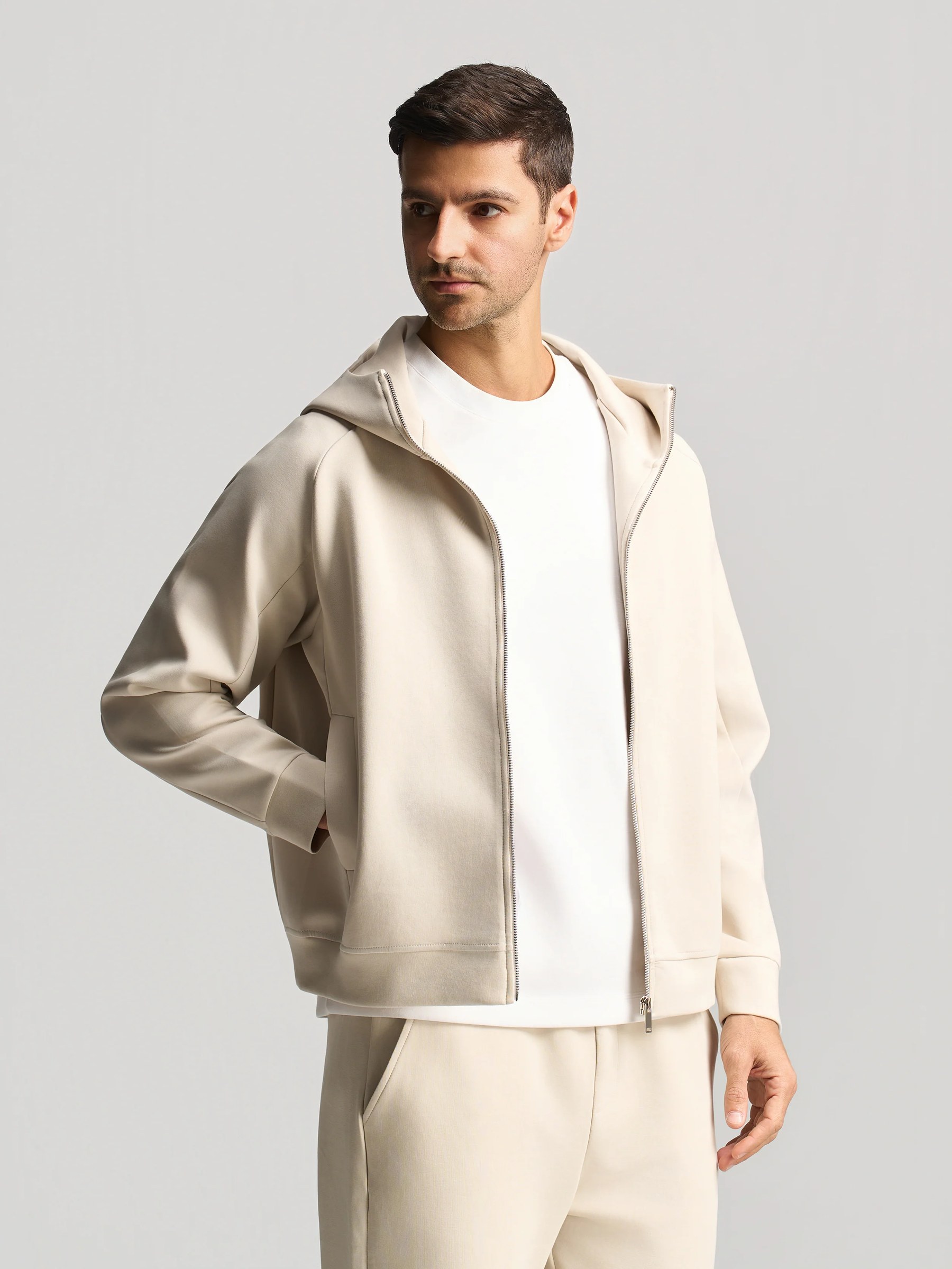 Beige Essential Hooded Jacket