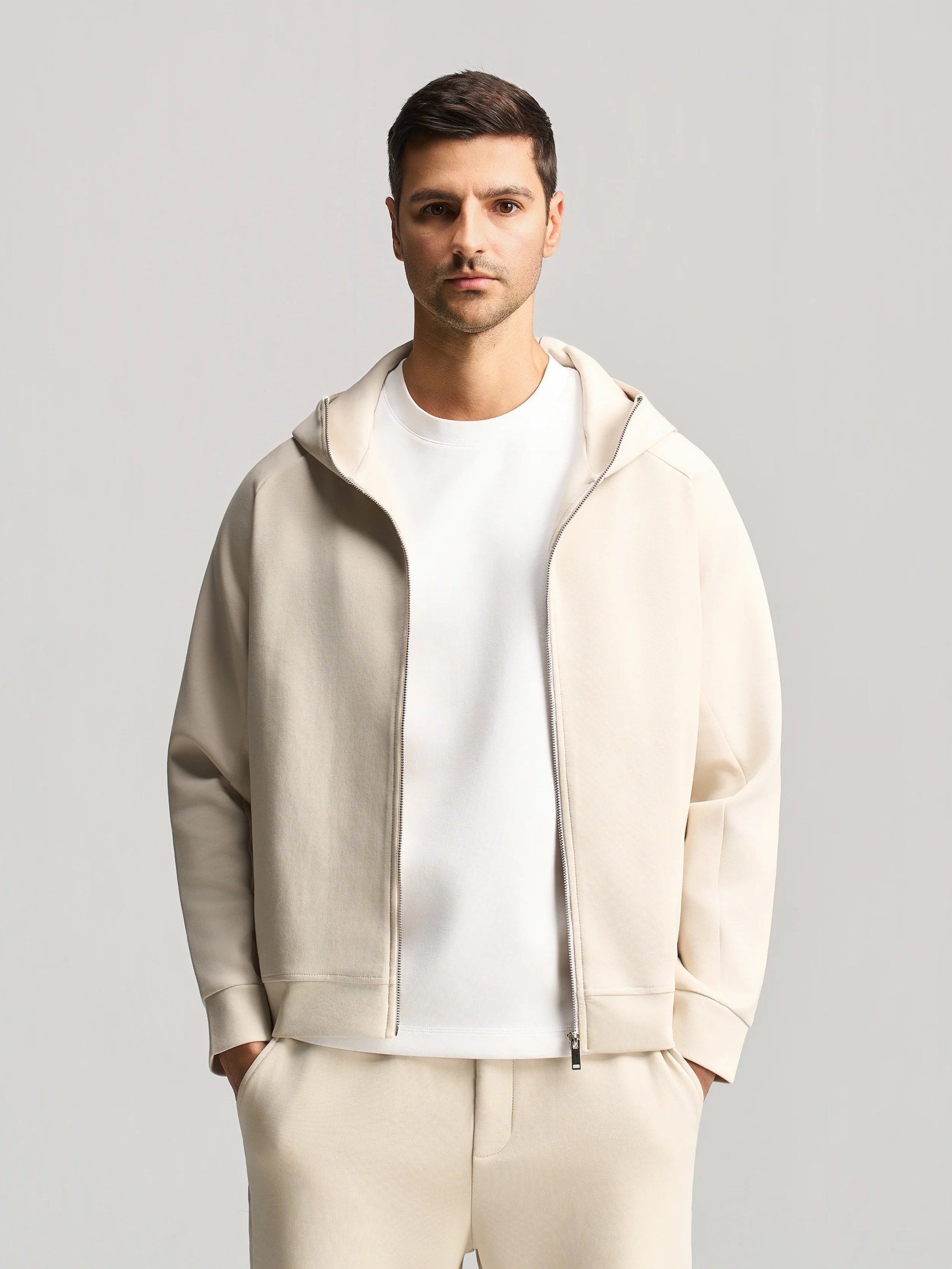 Beige Essential Hooded Jacket