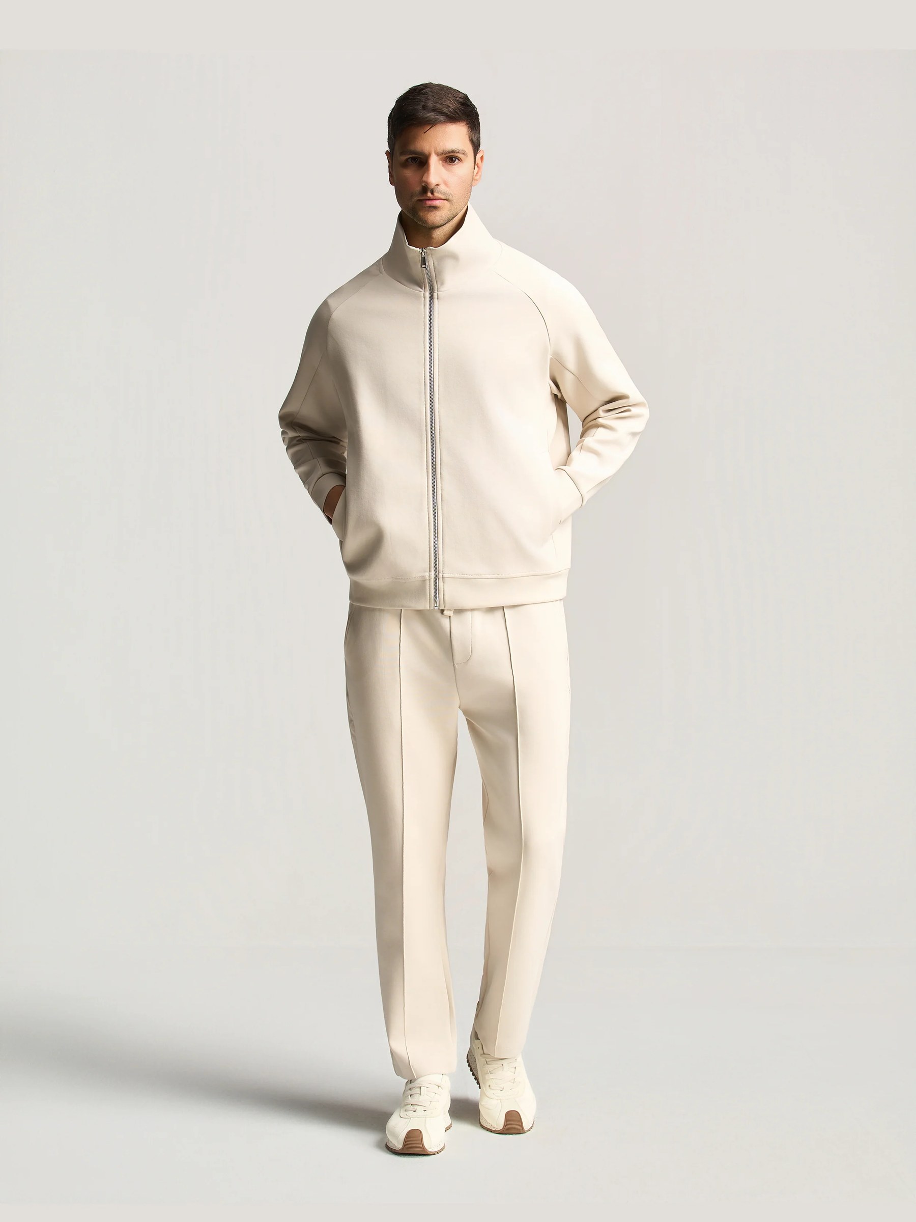 Beige Essential Funnel Neck Suit