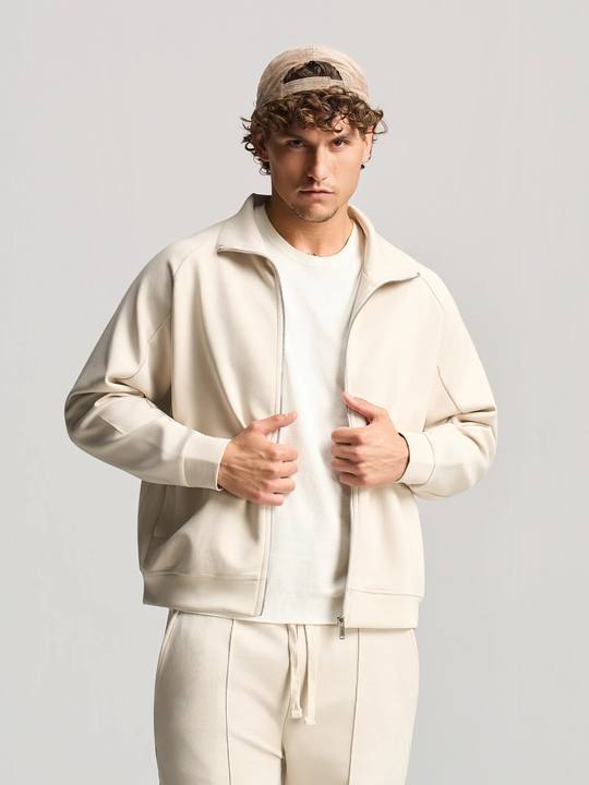 Beige Essential Funnel Neck Jacket