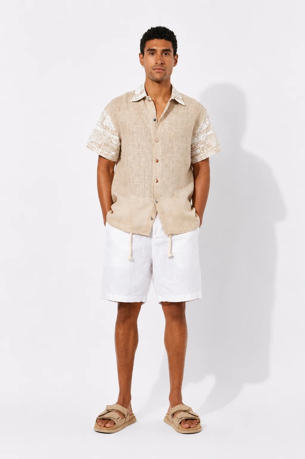 SAND SCRIPT LINEN SHIRT