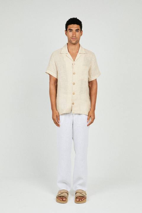 BREEZY LINEN CAMP COLLAR SHIRT
